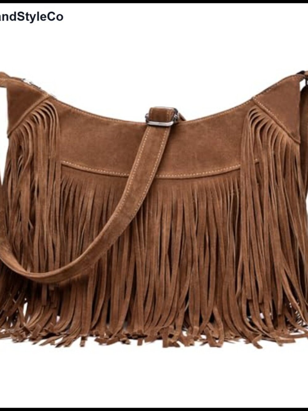 Vintage Vegan Suede Fringe Hobo Crossbody Purse